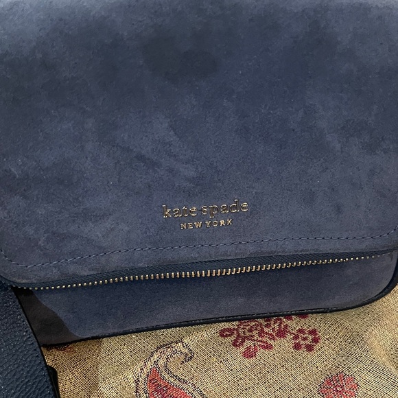 Kate Spade suede and leather Midnight deep Blue Crossbody Bag - Picture 3 of 15